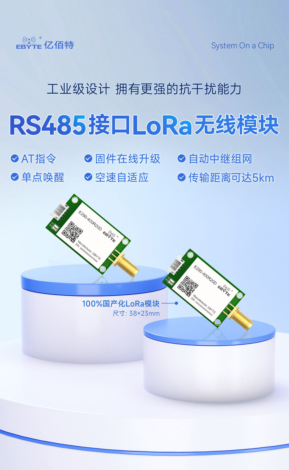 E290-400R20D 國產(chǎn)RS485接口LoRa模塊簡(jiǎn)介 (1)