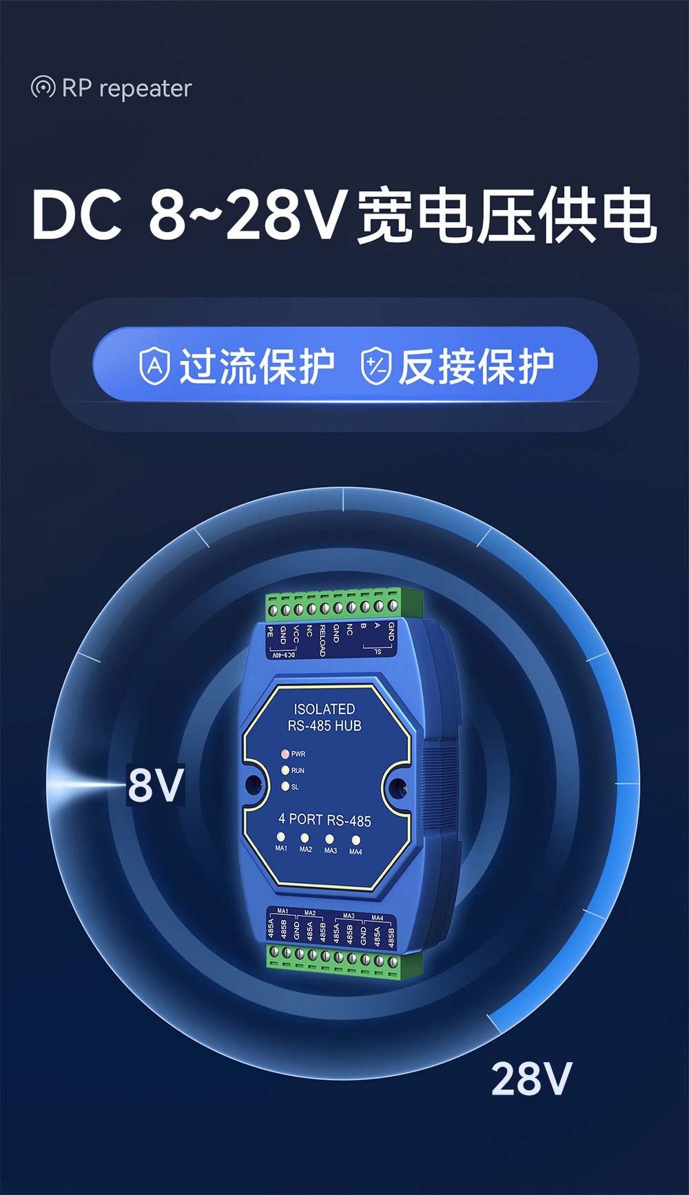 E810-R41-RS485中繼器寬電壓